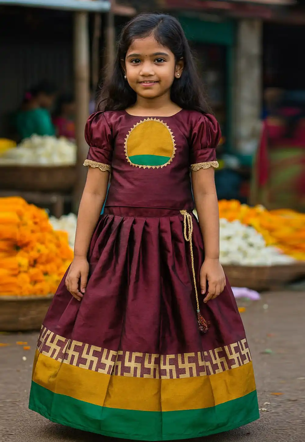 Wine Silk Kids Lehenga Choli 320237