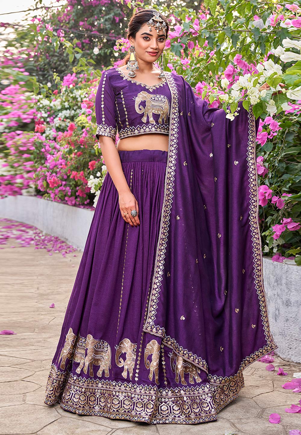 Wine Silk Lehenga Choli 325099