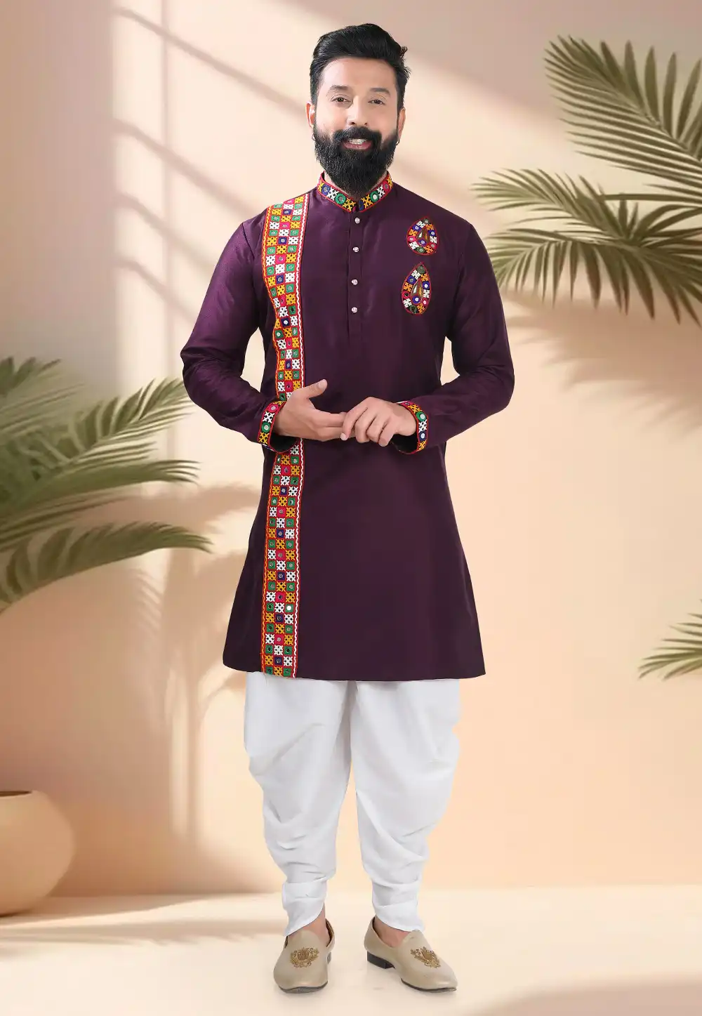 Wine Silk Navratri Dhoti Kurta 315611