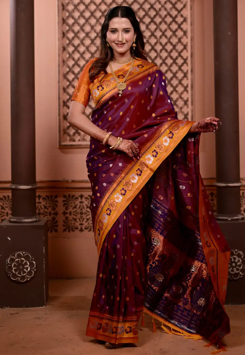 Wine Silk Paithani Saree 327757
