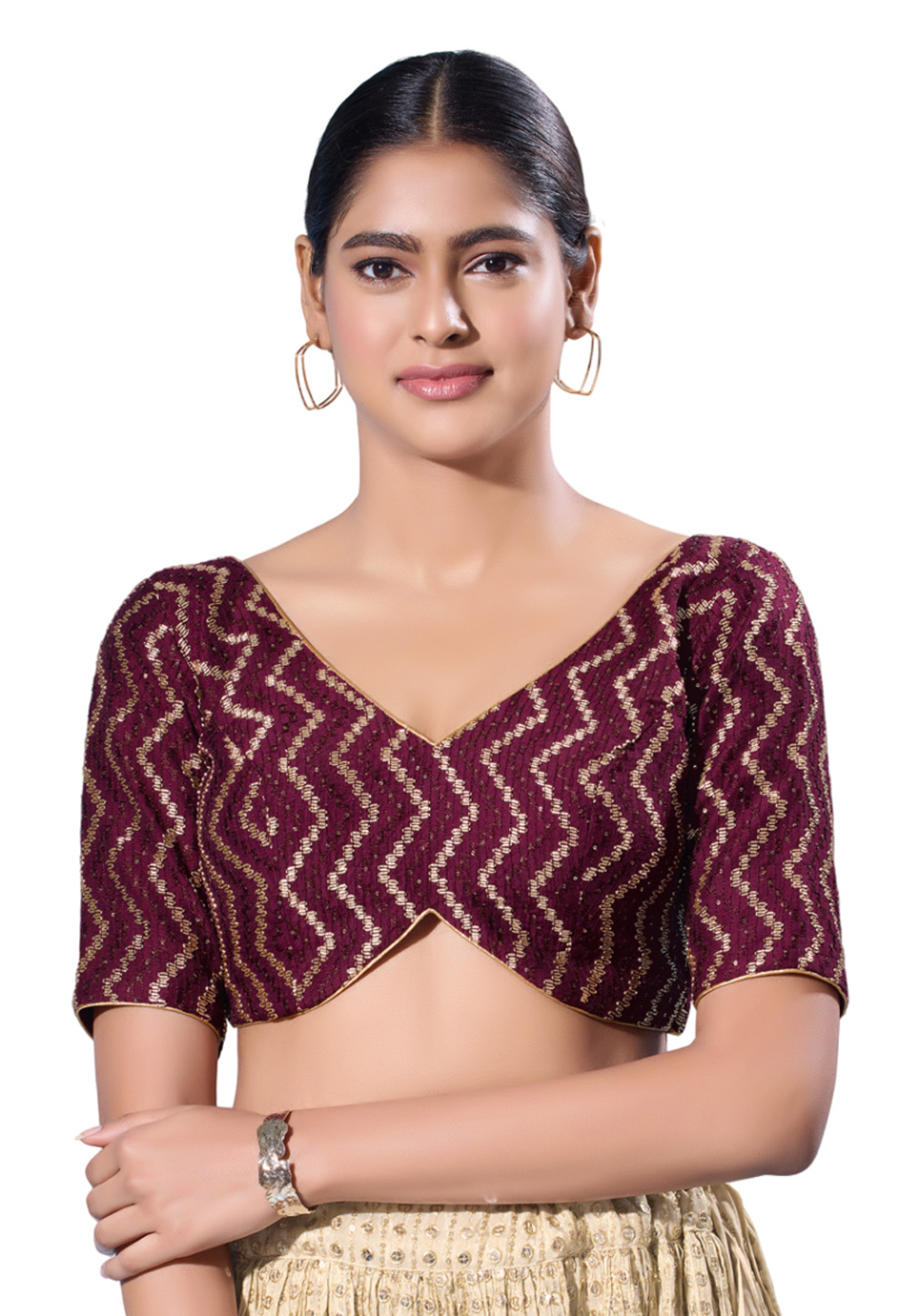 Wine Silk Readymade Blouse 284882