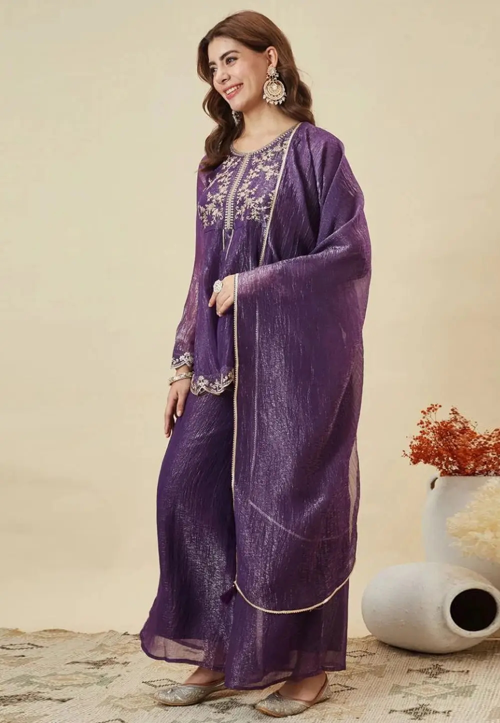 Wine Silk Readymade Pakistani Suit 331060
