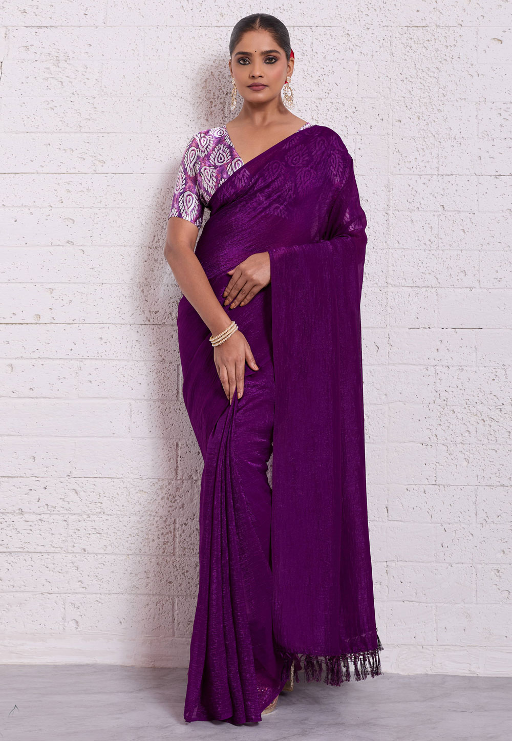 Wine Silk Saree With Blouse 326362