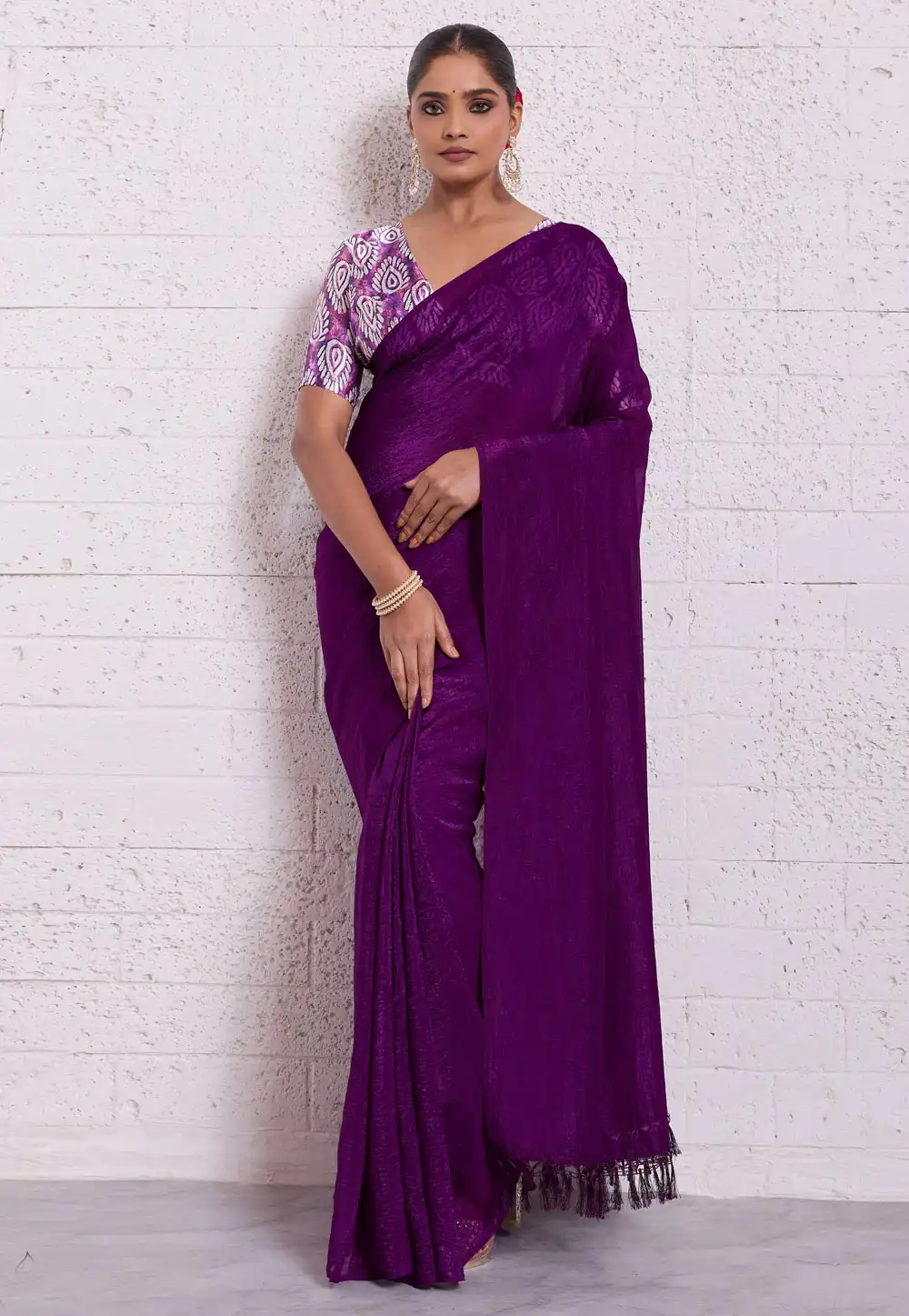 Wine Silk Saree With Blouse 326362