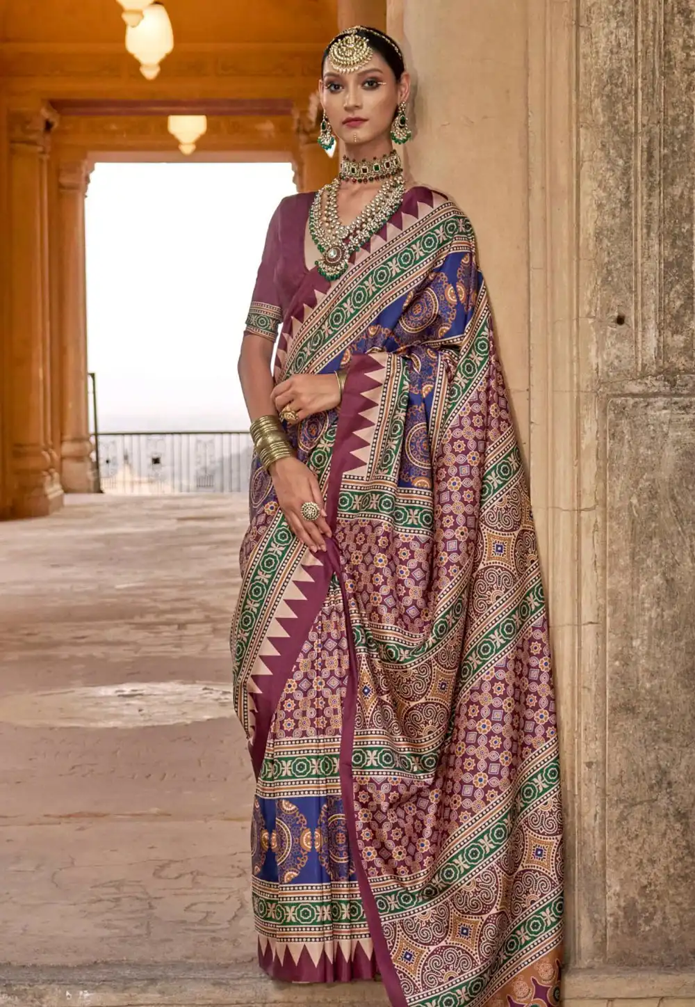 Wine Silk Saree With Blouse 310019
