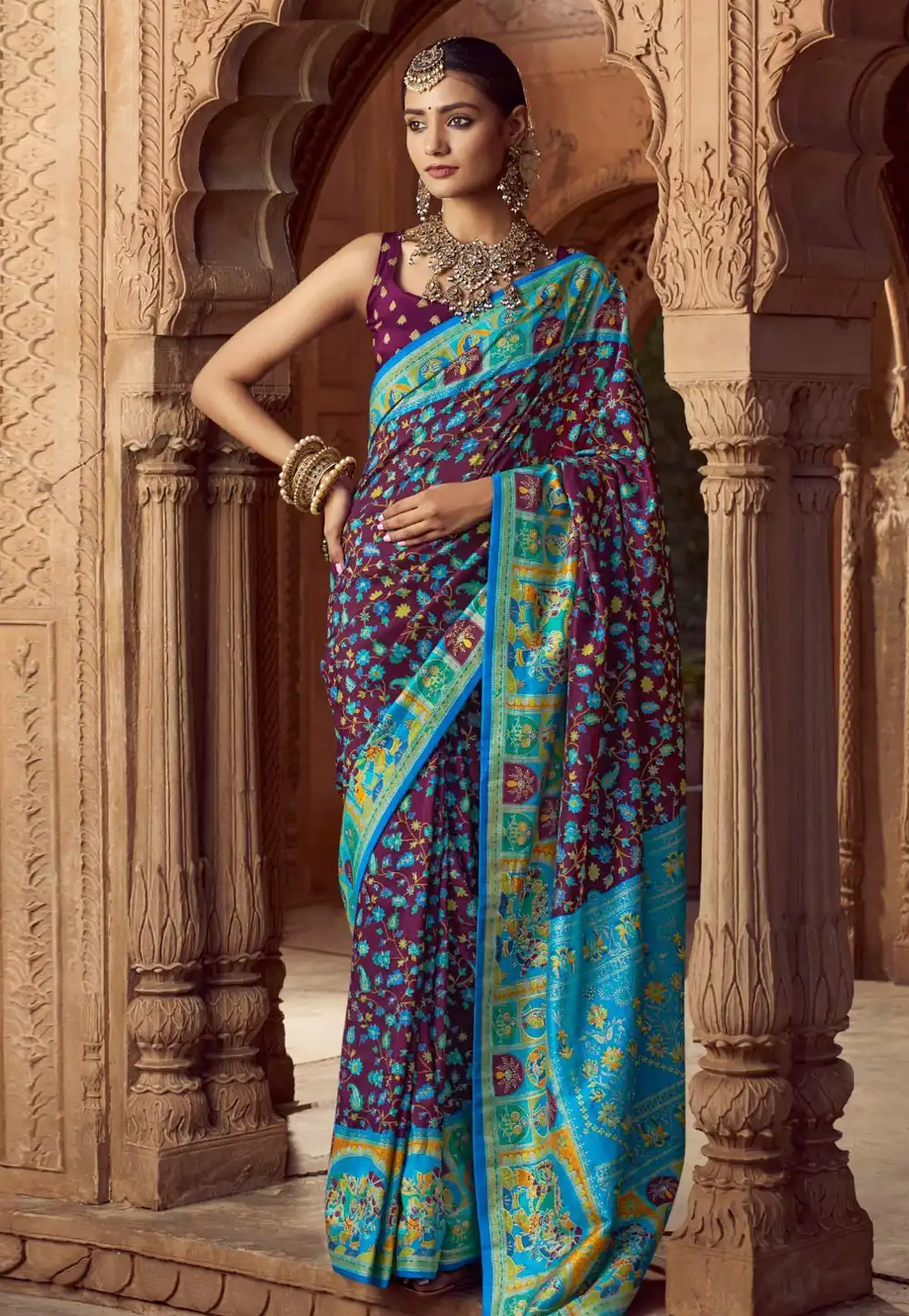 Wine Silk Saree With Blouse 316614