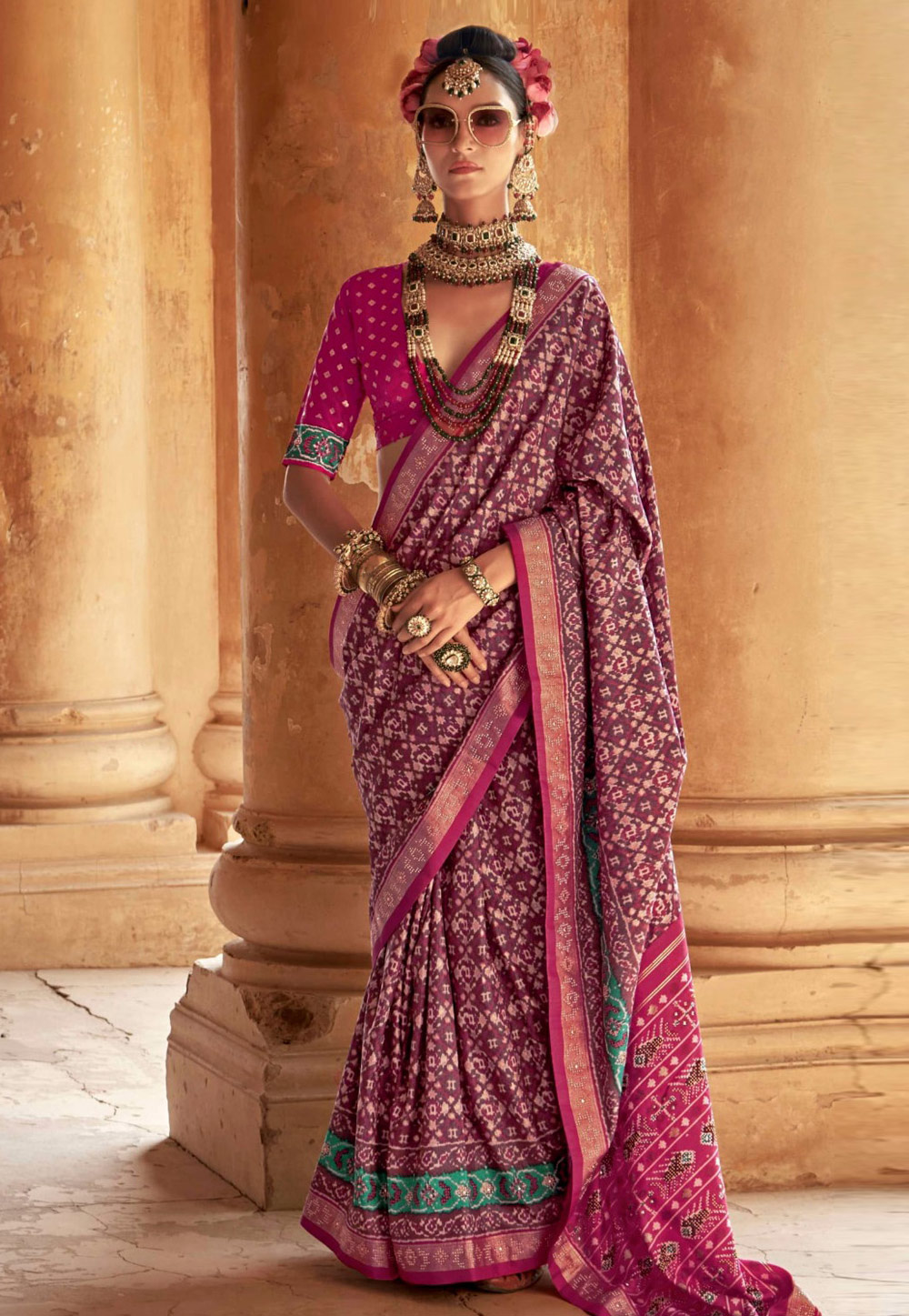 Wine Silk Saree With Blouse 309390