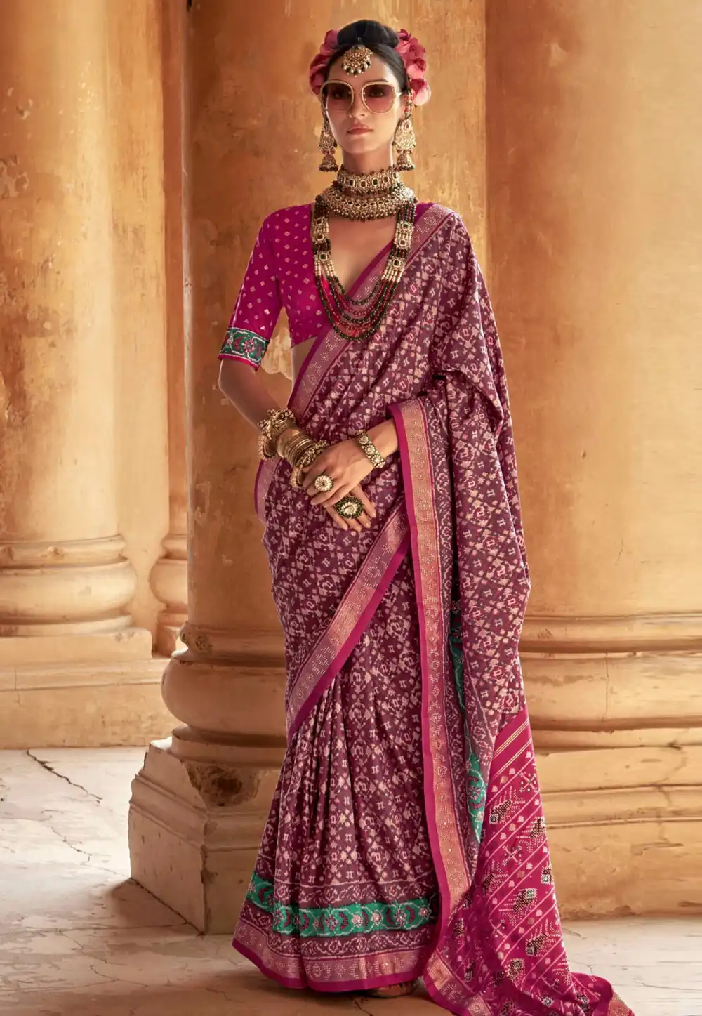 Wine Silk Saree With Blouse 309390