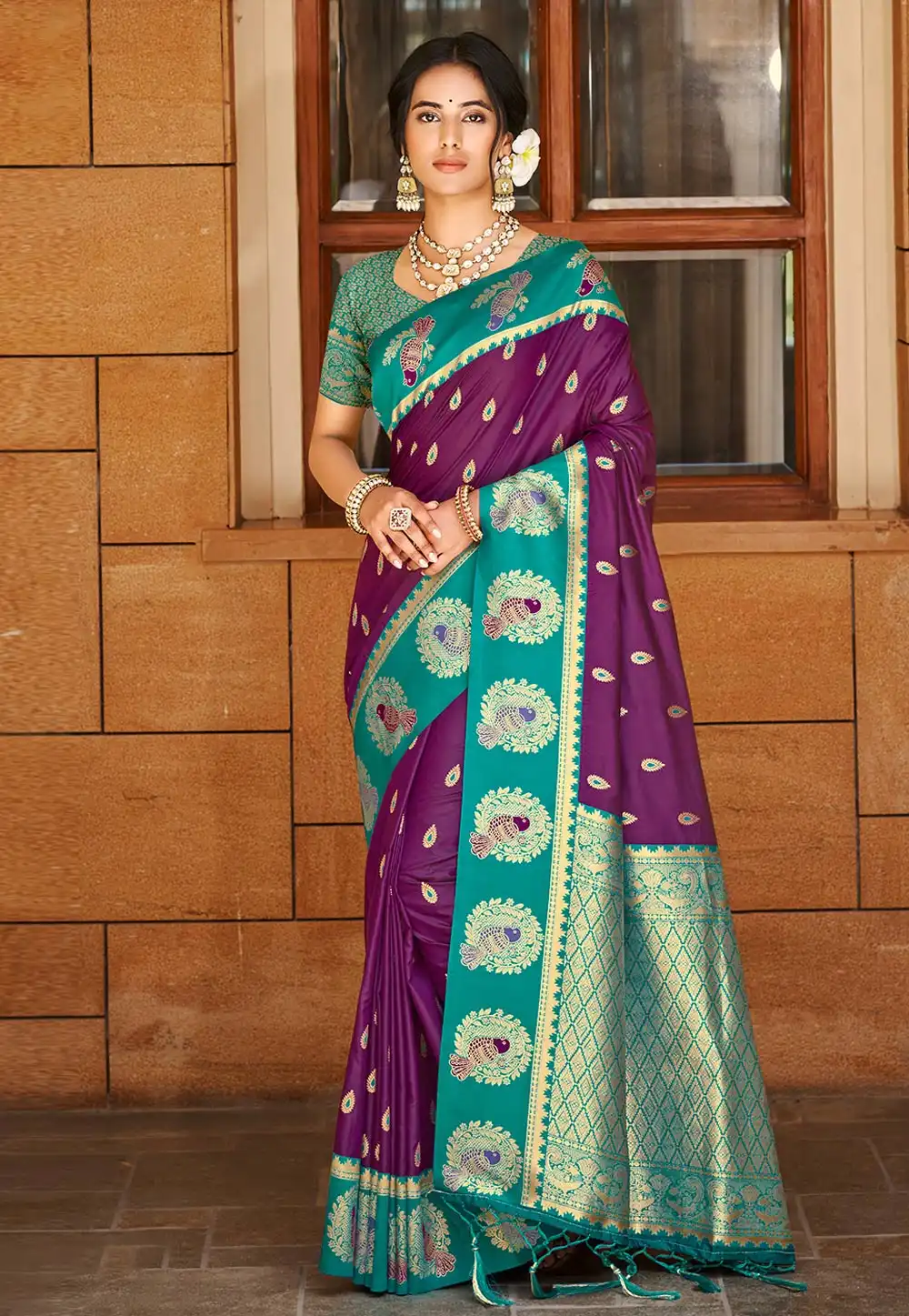Wine Silk Saree With Blouse 323566