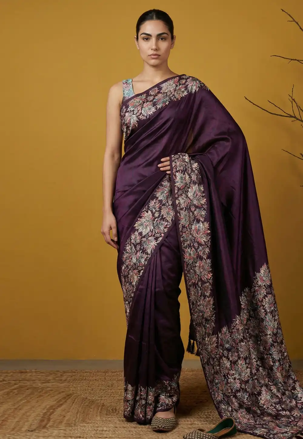 Wine Silk Saree With Blouse 326736