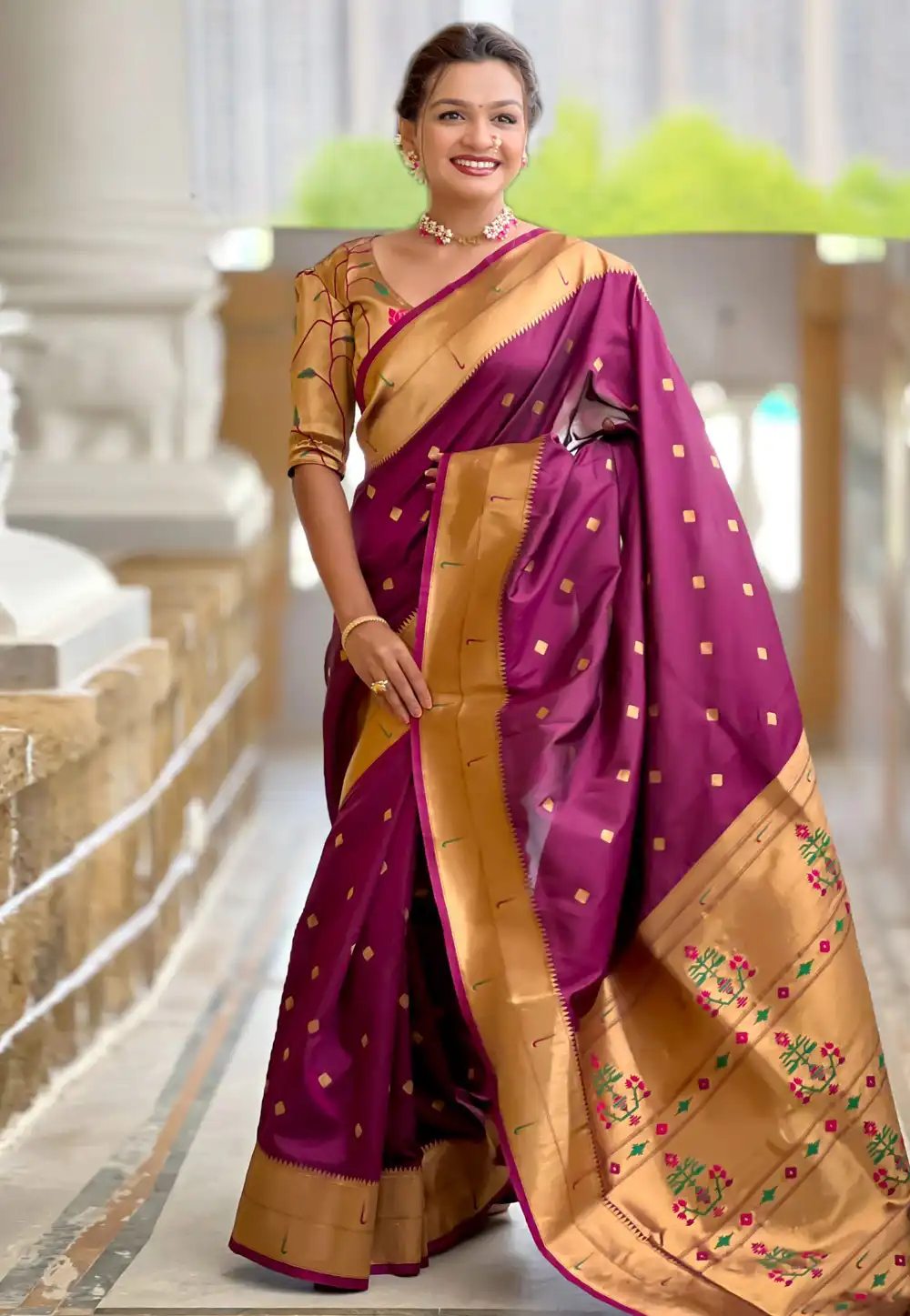 Wine Silk Saree With Blouse 314751