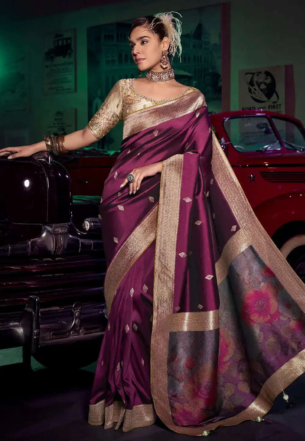 Wine Silk Saree With Blouse 317922