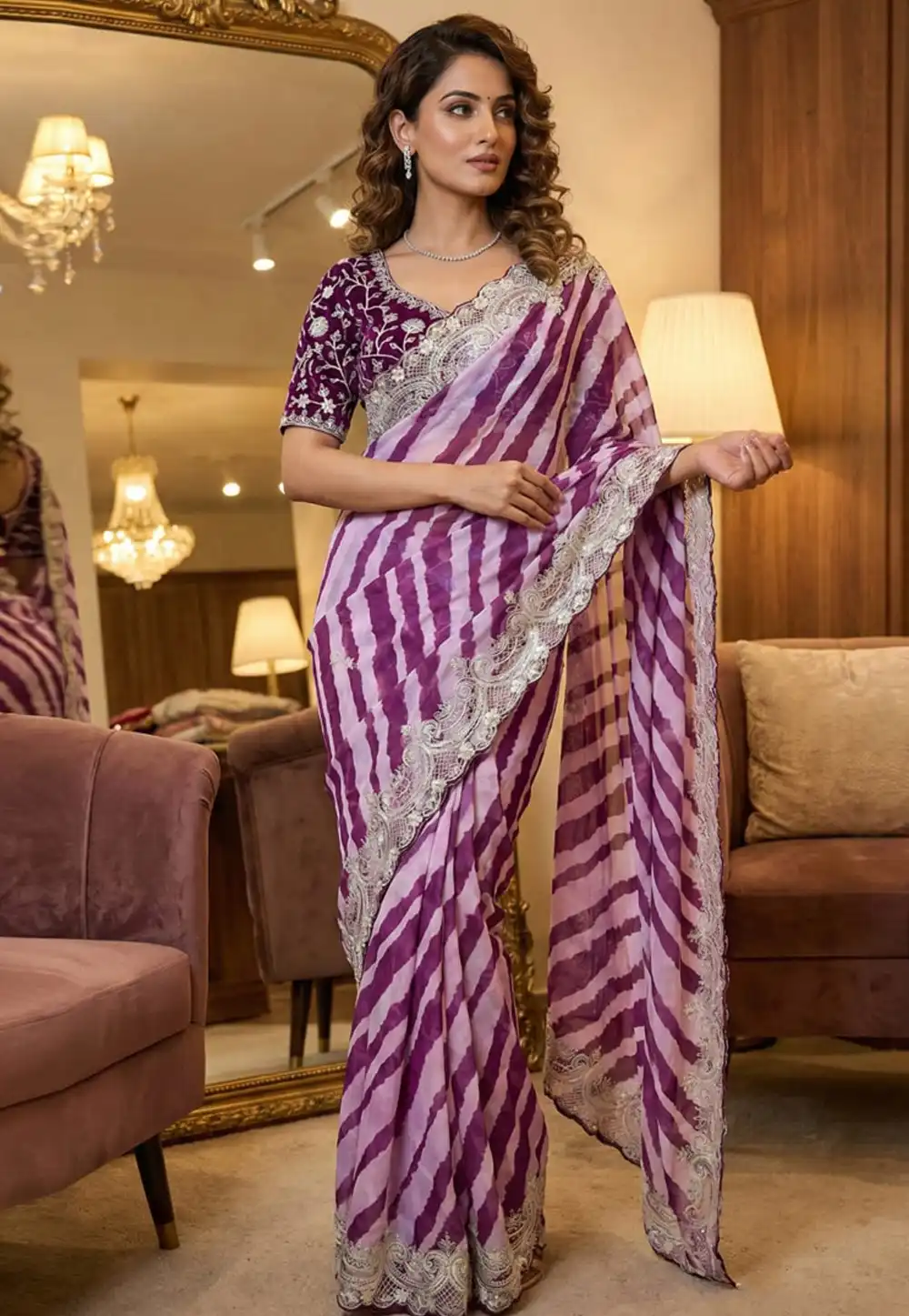 Wine Silk Saree With Blouse 330066