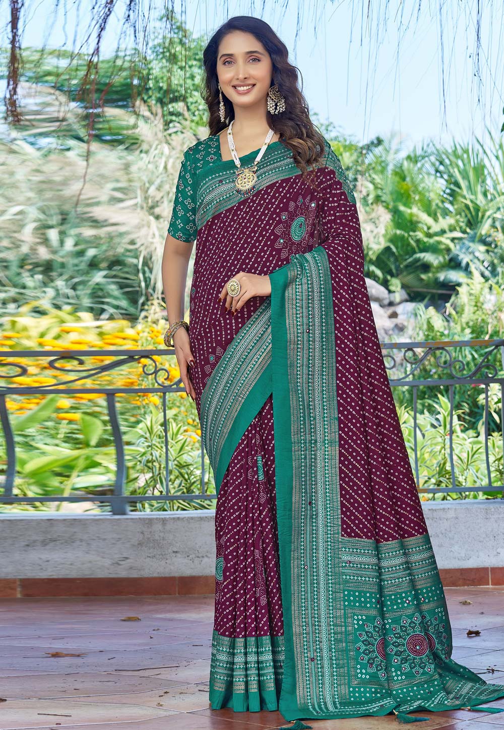 Wine Tussar Silk Saree With Blouse 323555