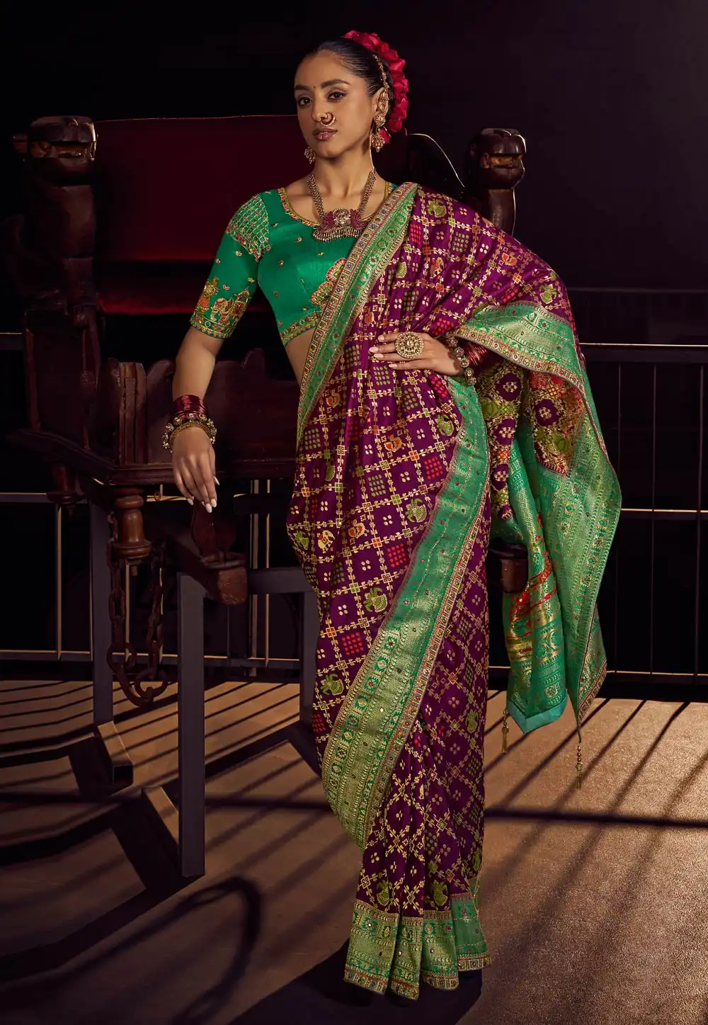 Wine Viscose Saree With Blouse 313445