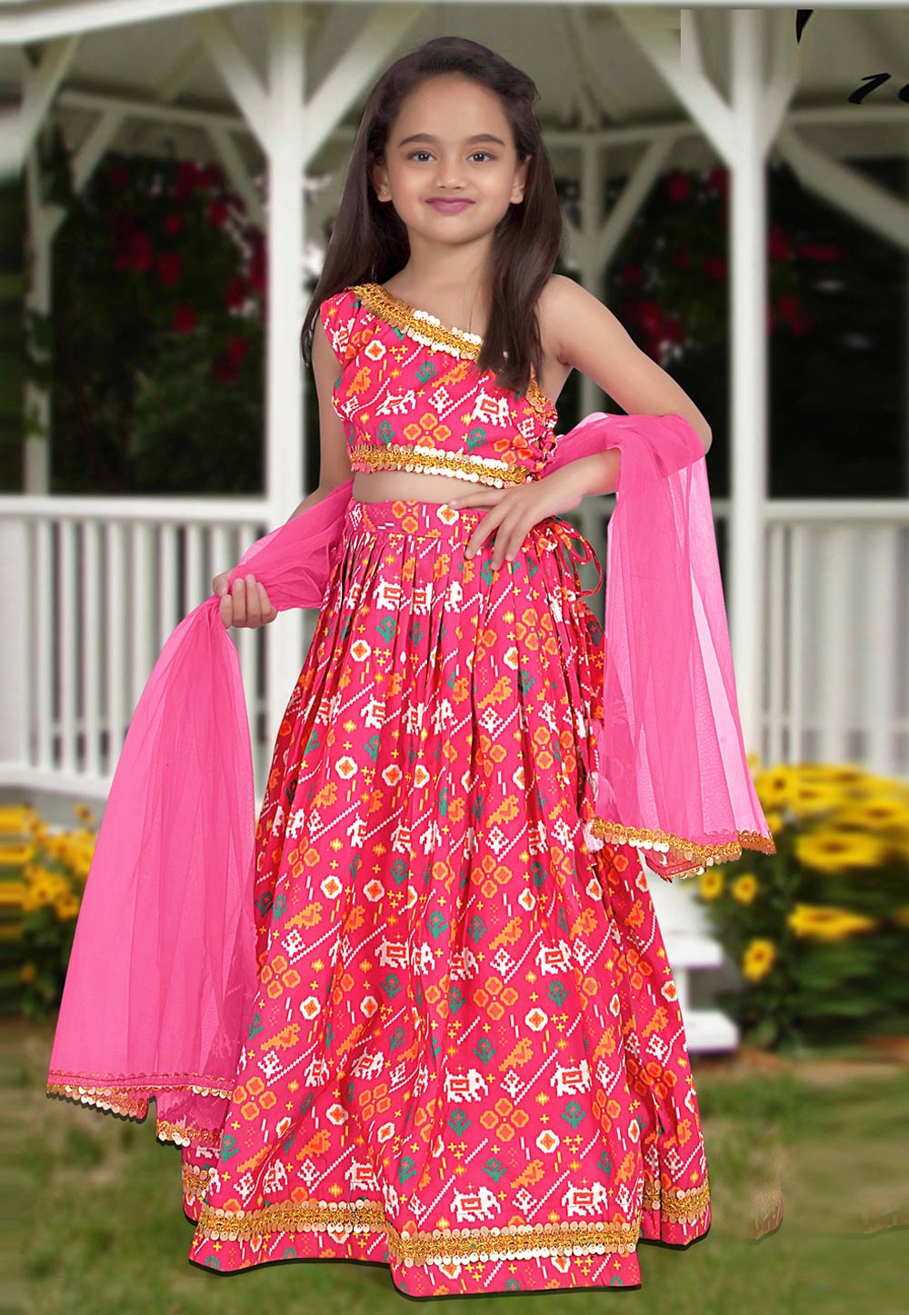 Pink Silk Kids Lehenga Choli 266411
