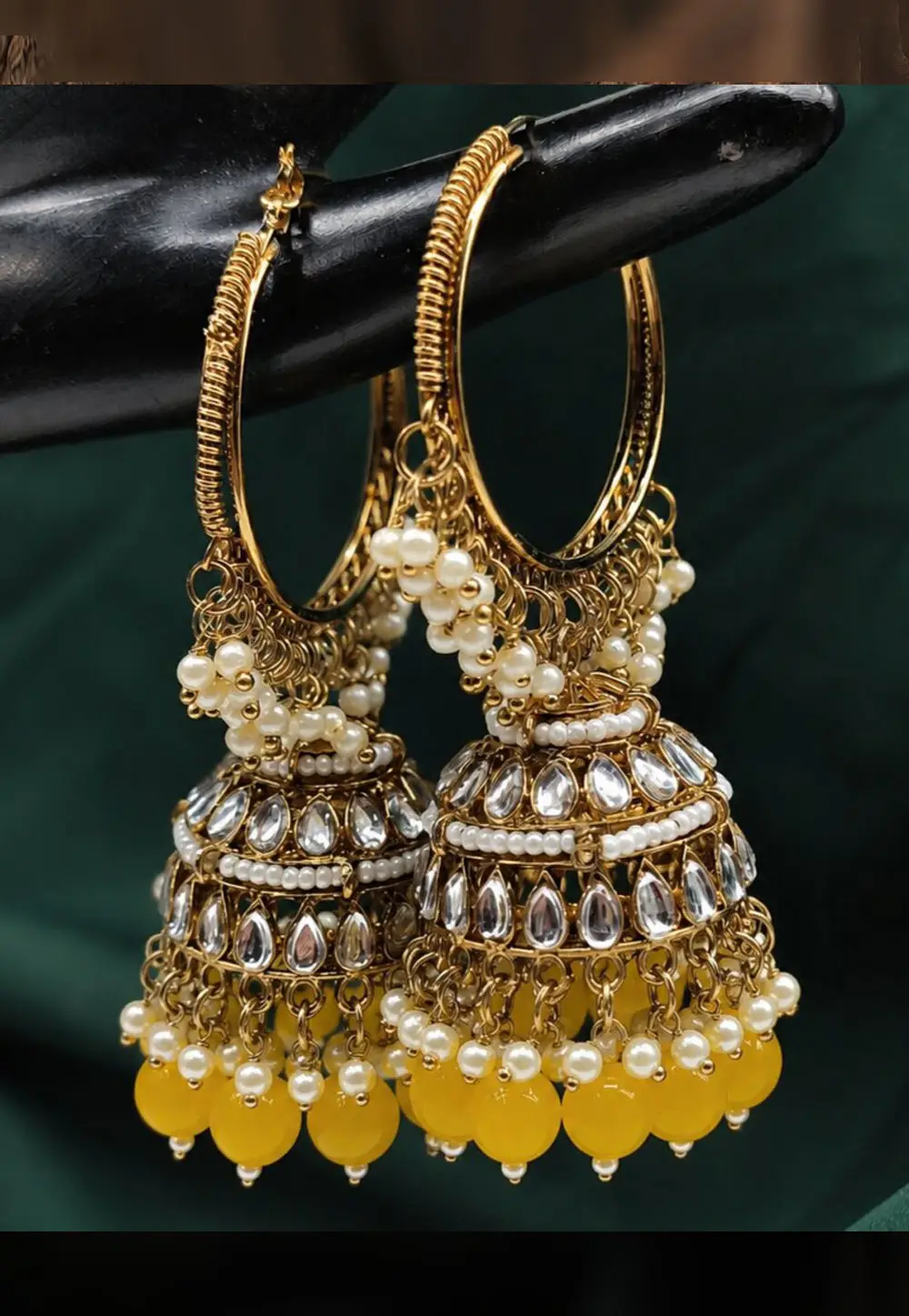 Yellow Alloy Earrings 331240
