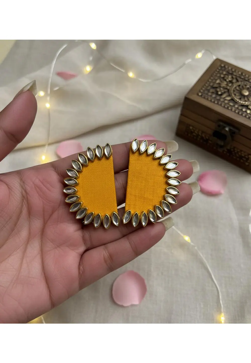 Yellow Alloy Earrings 331651
