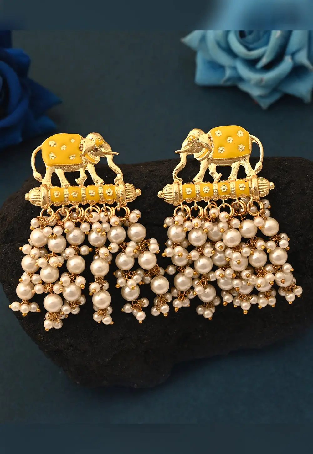 Yellow Alloy Earrings 332051