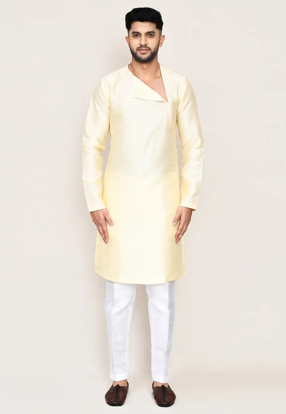 Yellow Art Silk Kurta Pajama 306078