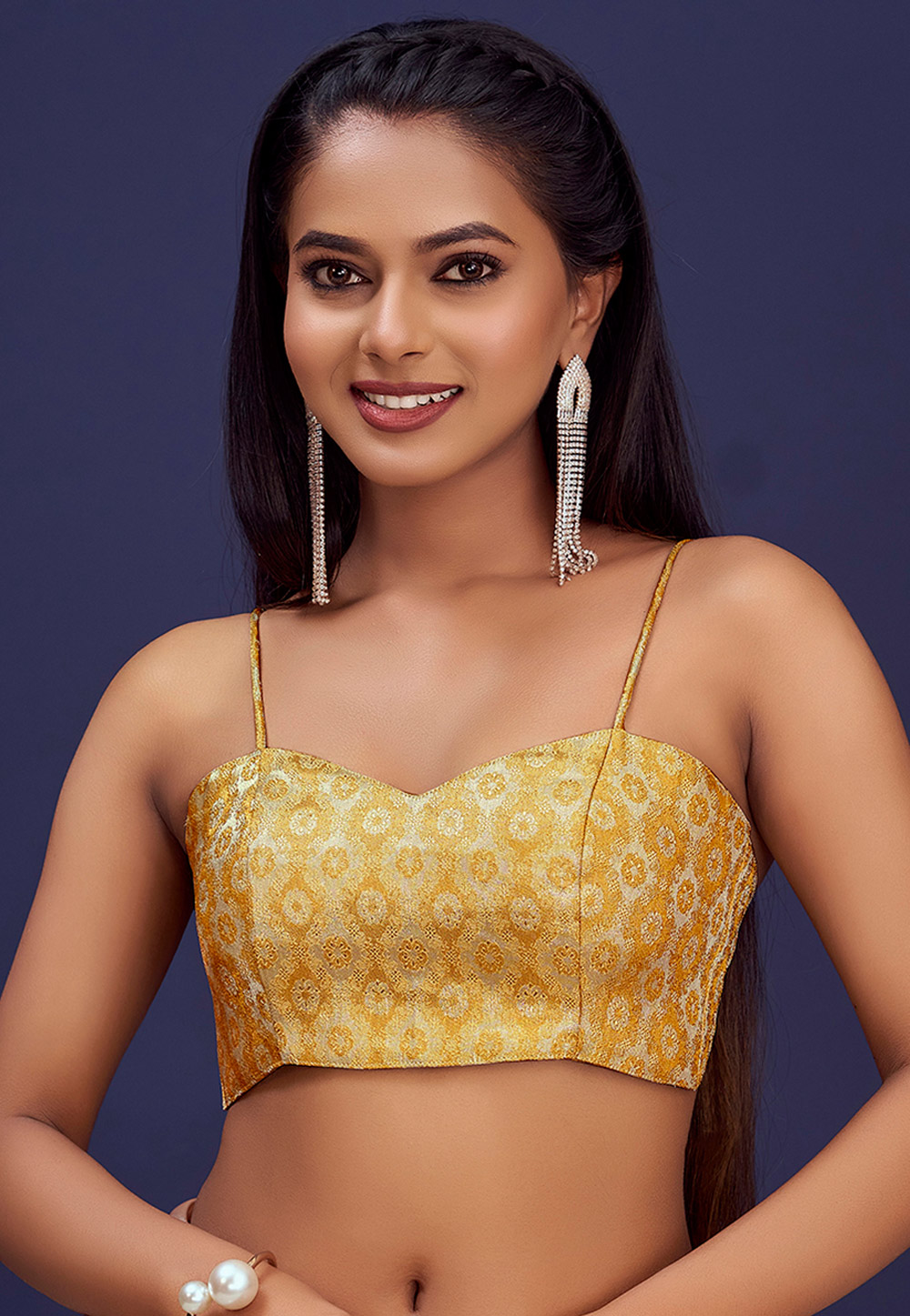 Yellow Banarasi Silk Readymade Blouse 286714