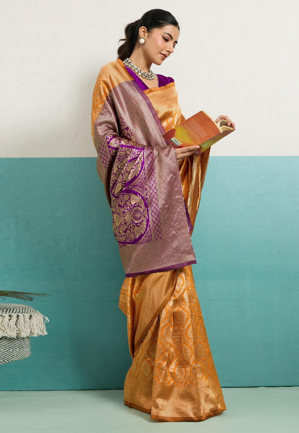 Yellow Banarasi Silk Saree 325250