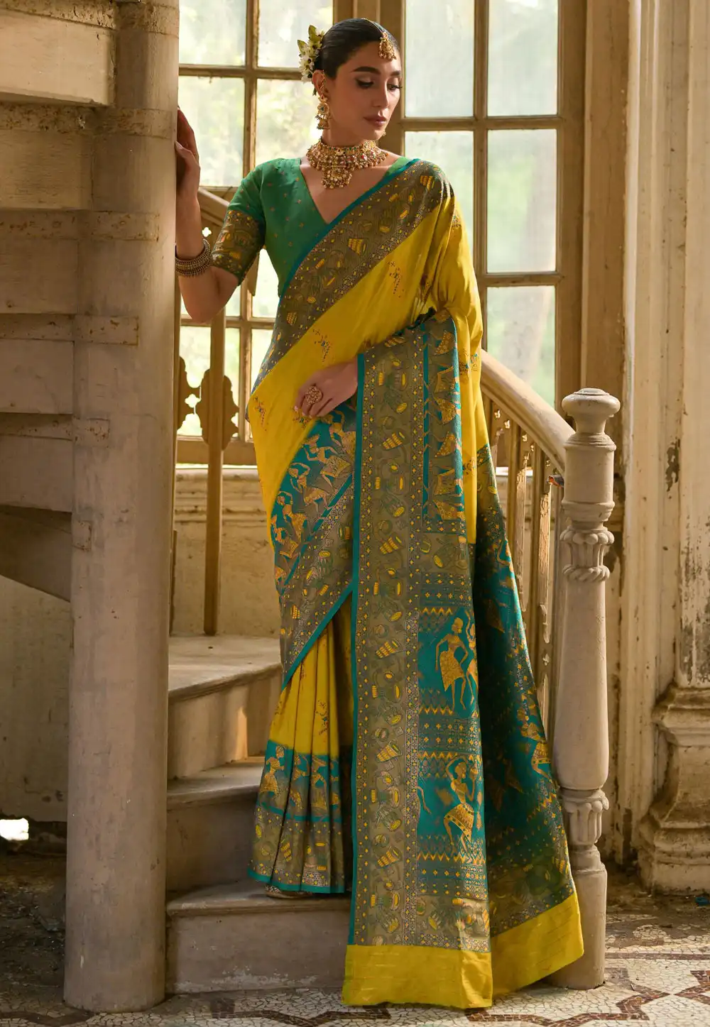 Yellow Banarasi Silk Saree With Blouse 310006