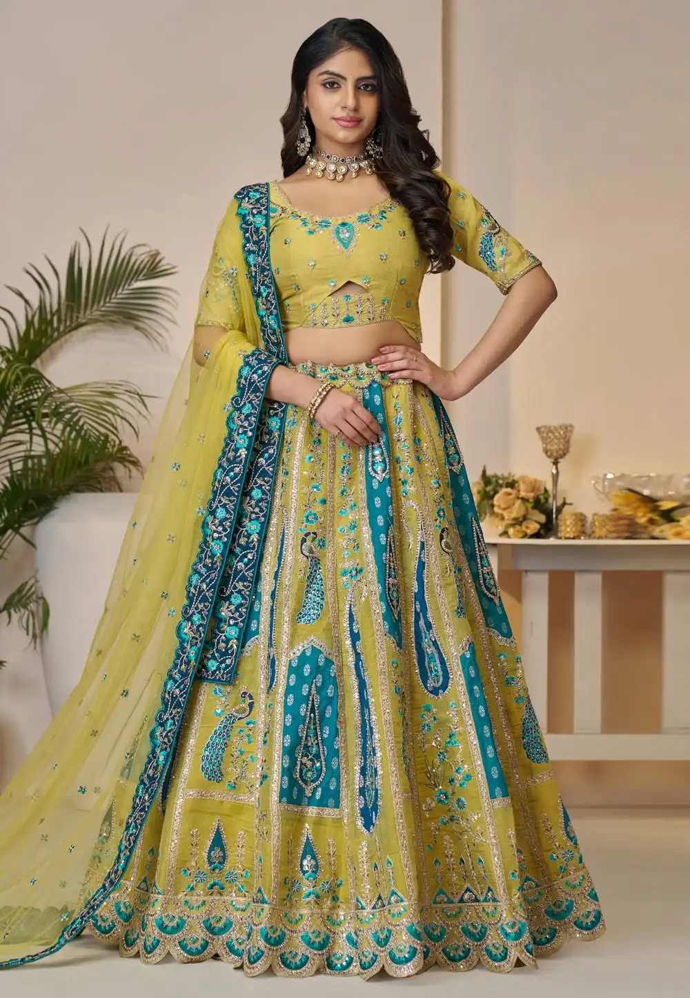 Yellow Banarasi Silk Wedding Lehenga Choli 309028