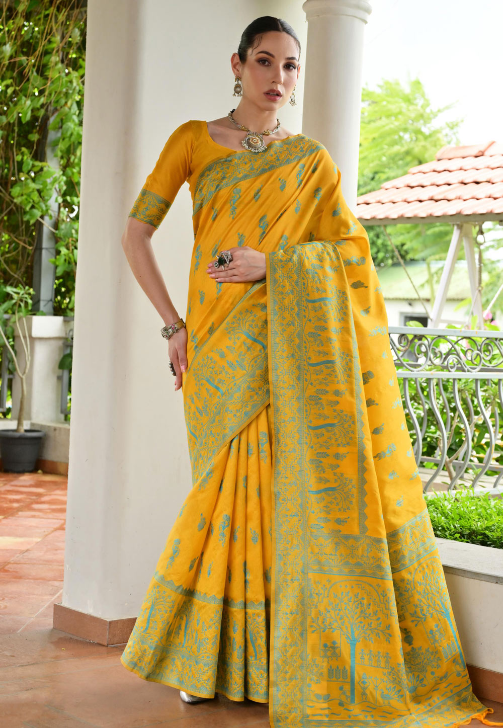 Yellow Banglori Silk Saree With Blouse 328734