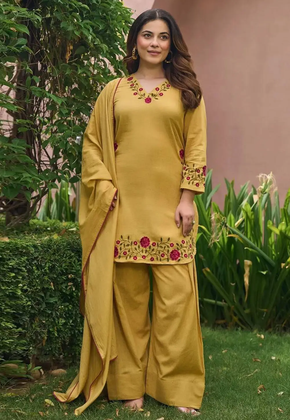 Yellow Chanderi Cotton Readymade Patiala Suit 337070