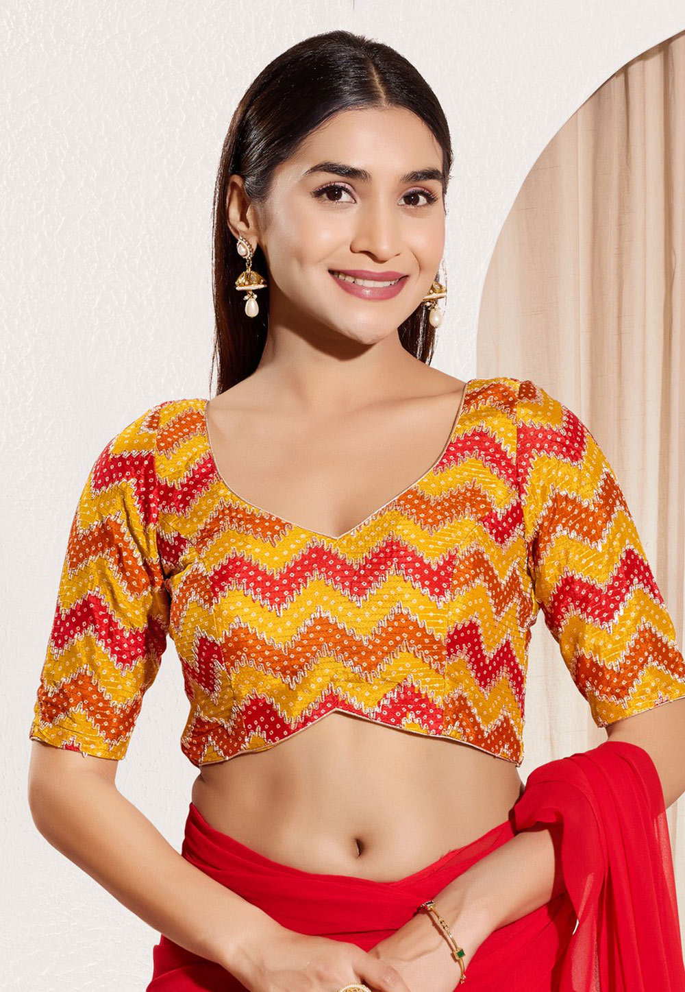 Yellow Chiffon Readymade Blouse 312493