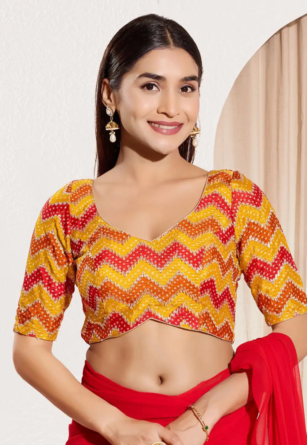 Yellow Chiffon Readymade Blouse 312493
