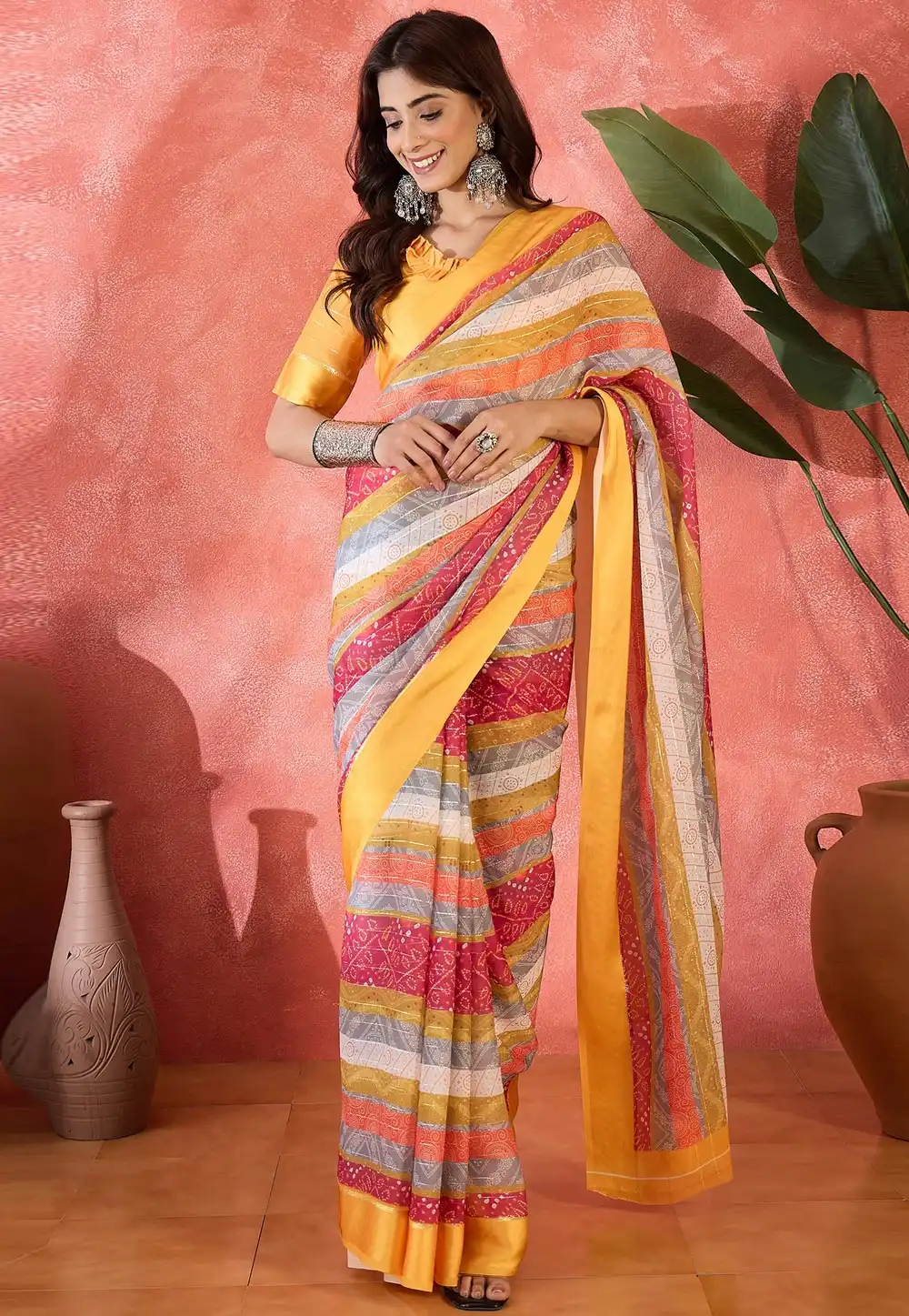 Yellow Chiffon Saree With Blouse 316733