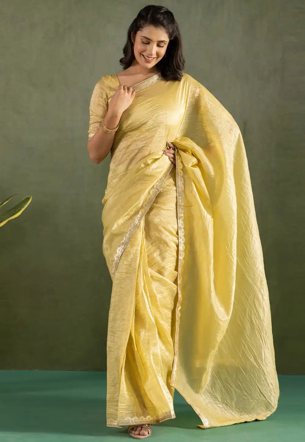 Yellow Chiffon Saree With Blouse 311565