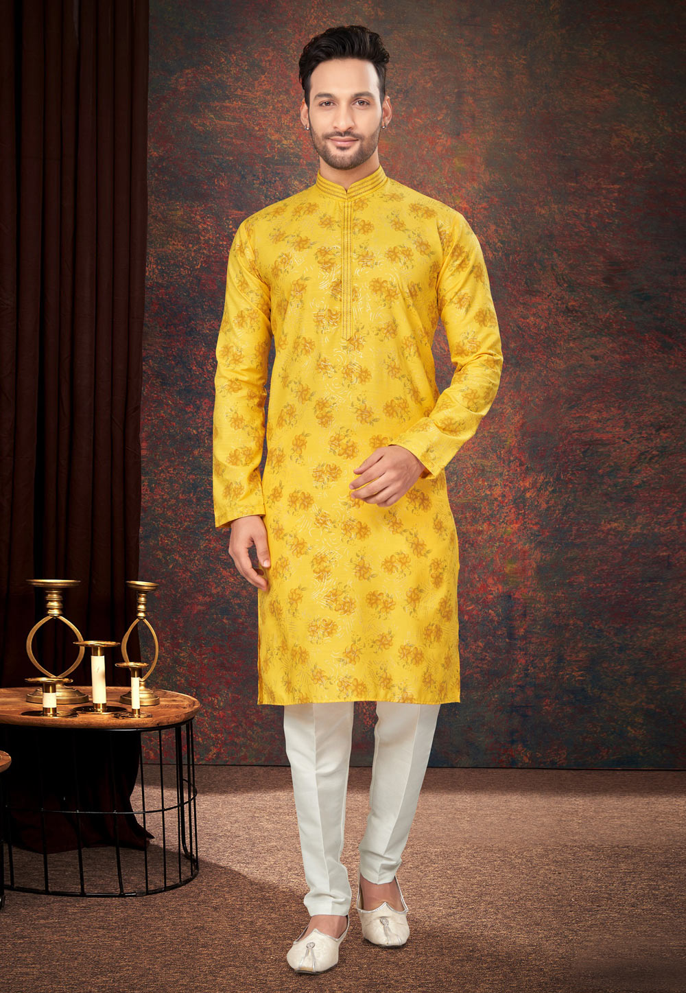 Yellow Cotton Kurta Pajama 283983