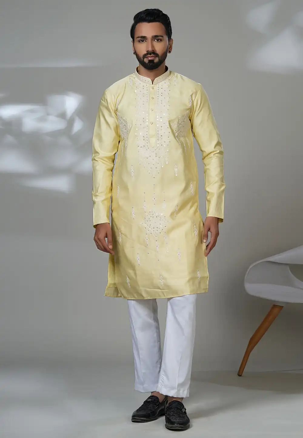 Yellow Cotton Kurta Pajama 315530