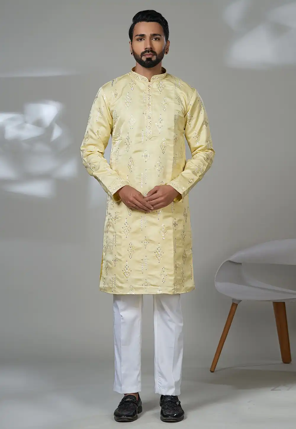 Yellow Cotton Kurta Pajama 315540