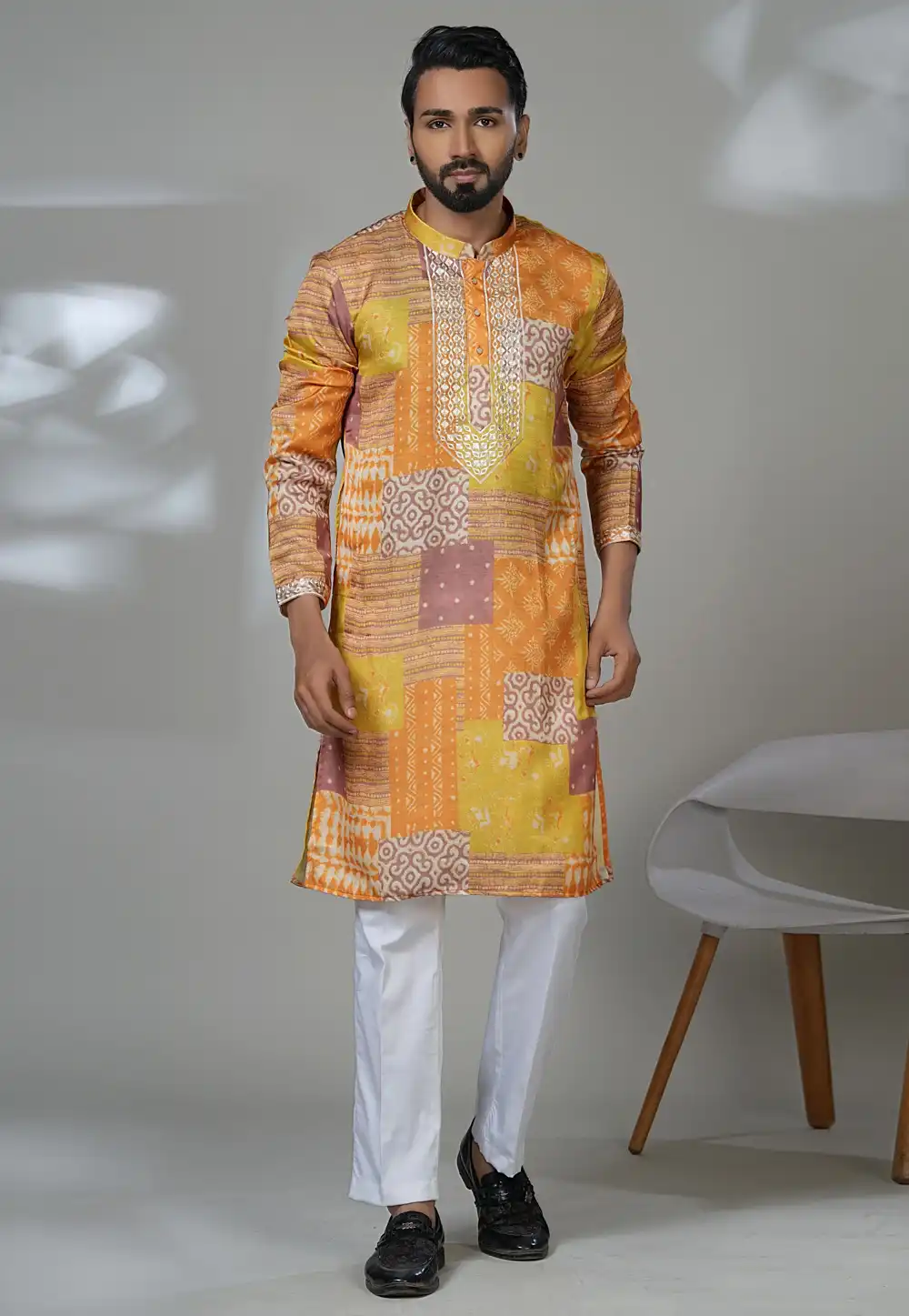 Yellow Cotton Kurta Pajama 315544