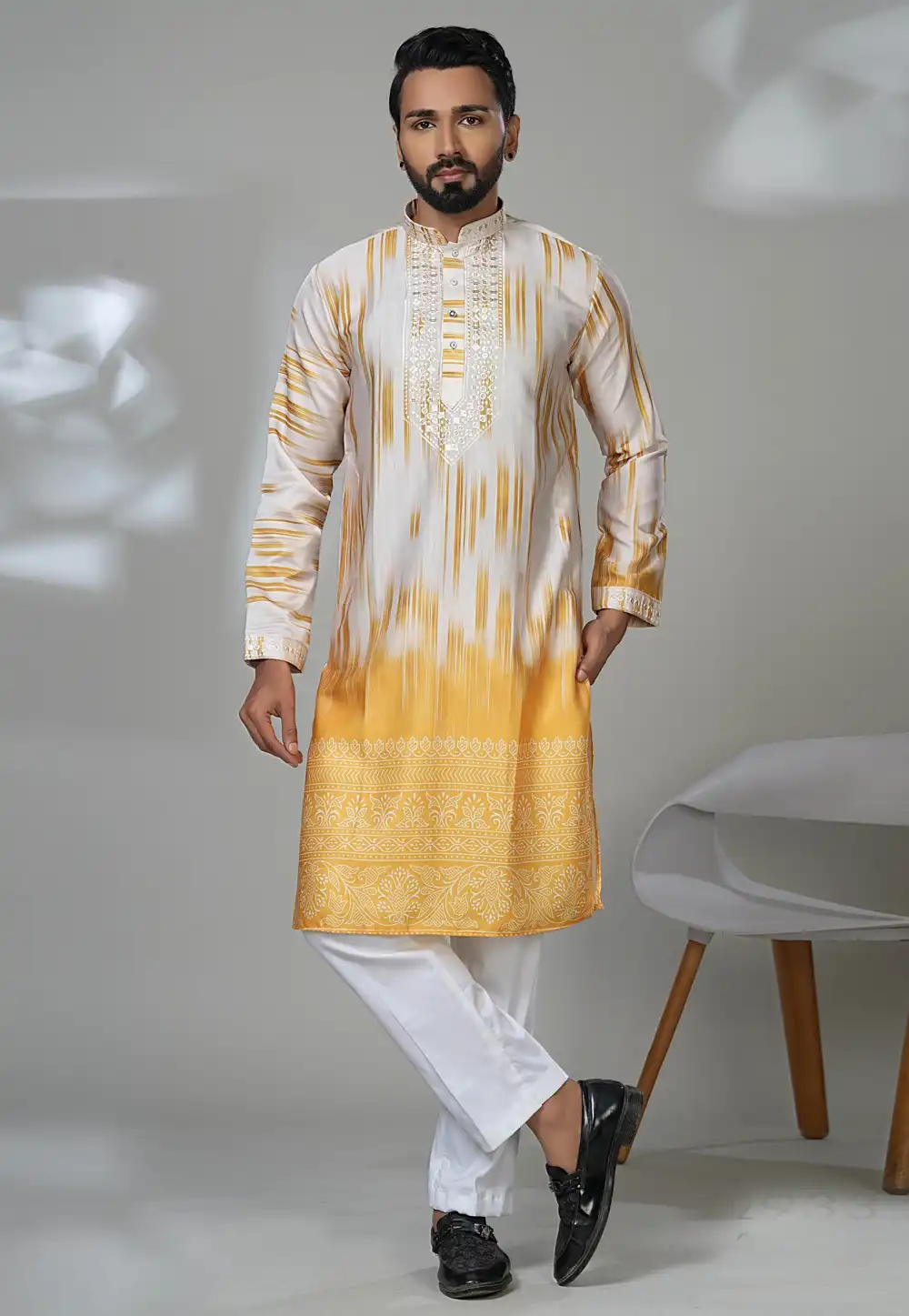 Yellow Cotton Kurta Pajama 315550