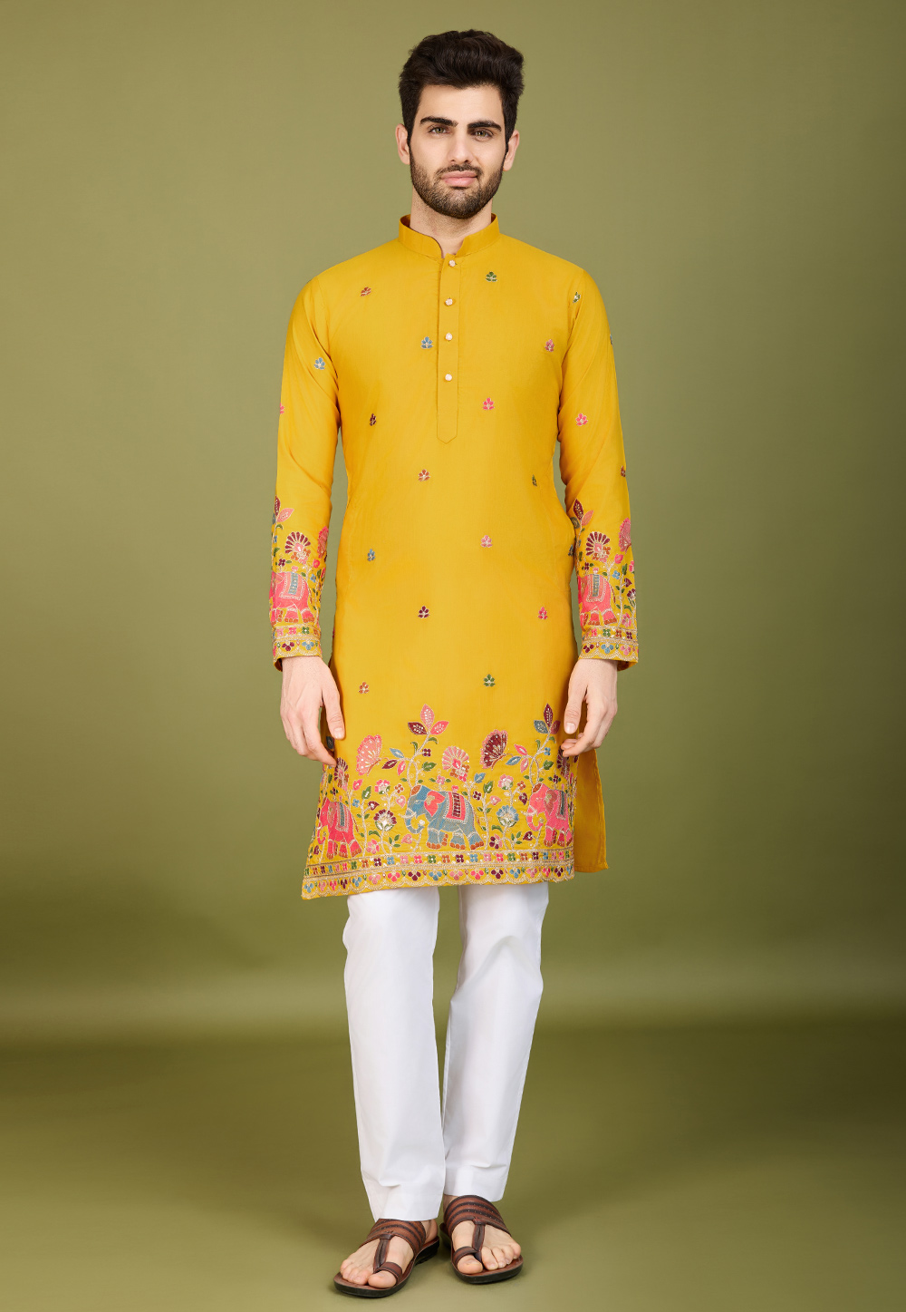 Yellow Cotton Kurta Pajama 311714