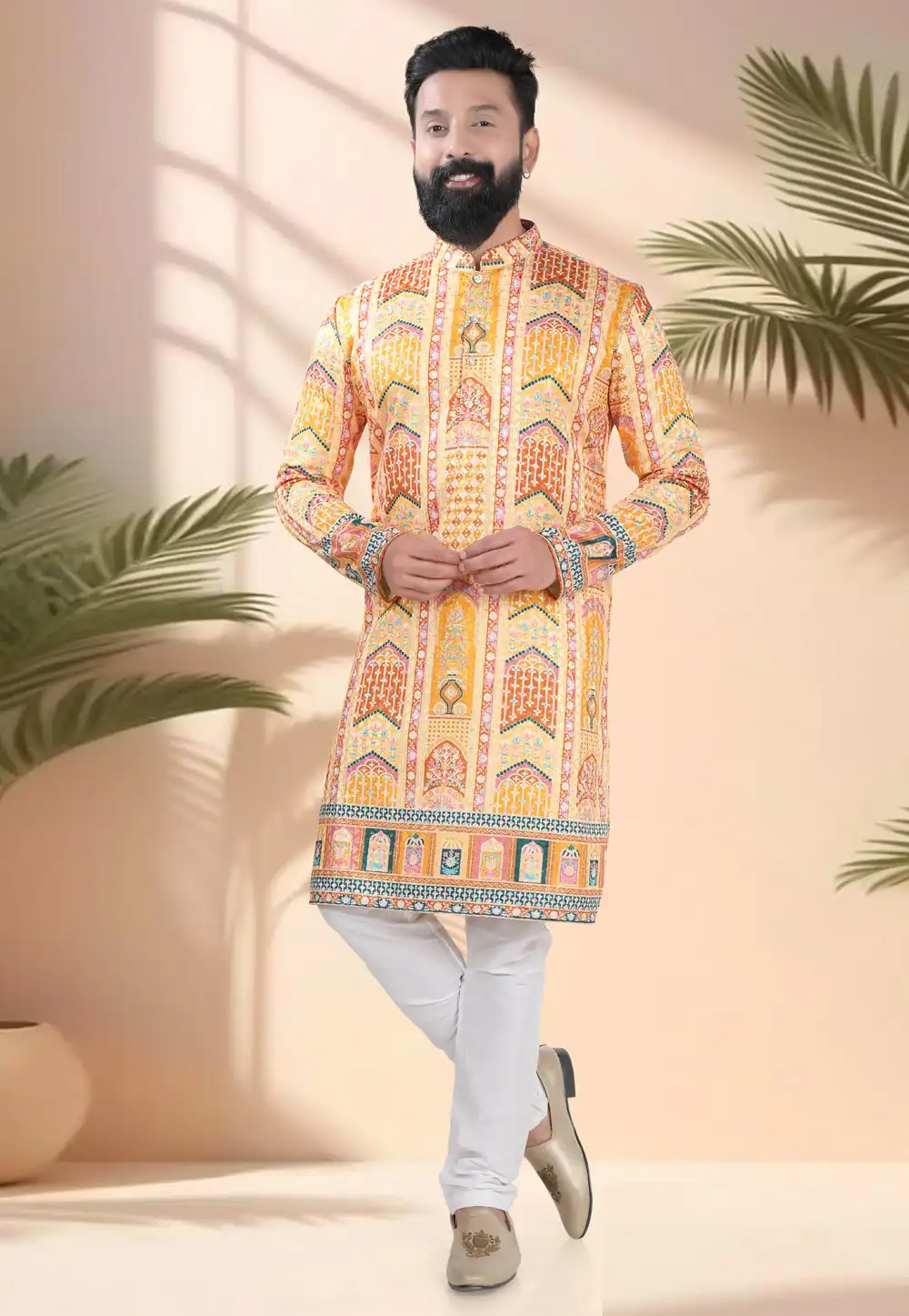 Yellow Cotton Kurta Pajama 316530