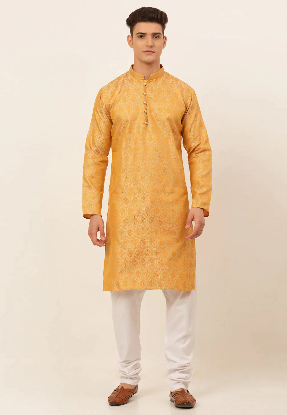Yellow Cotton Kurta Pajama 281667