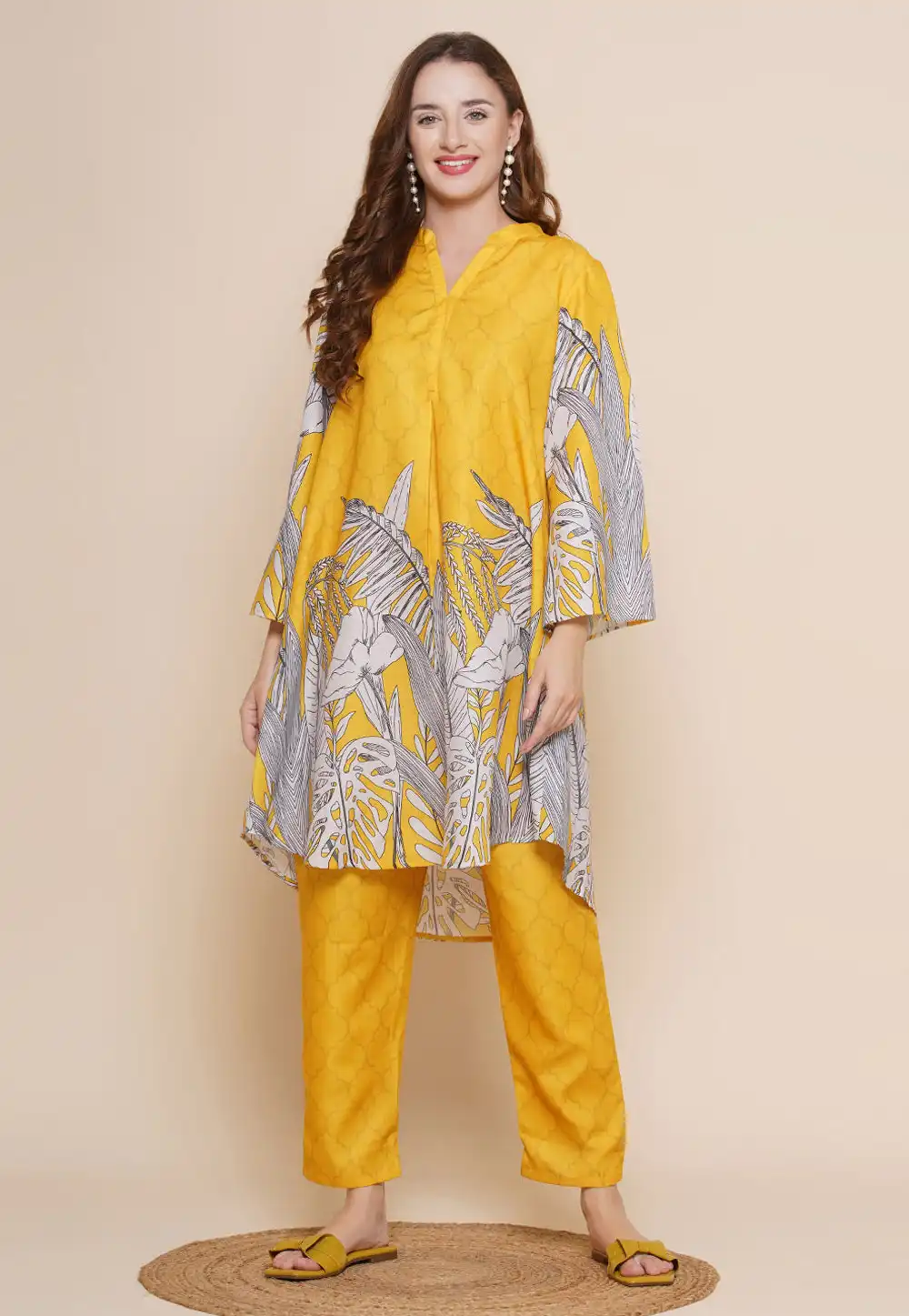 Yellow Cotton Kurta Set With Pant 281469
