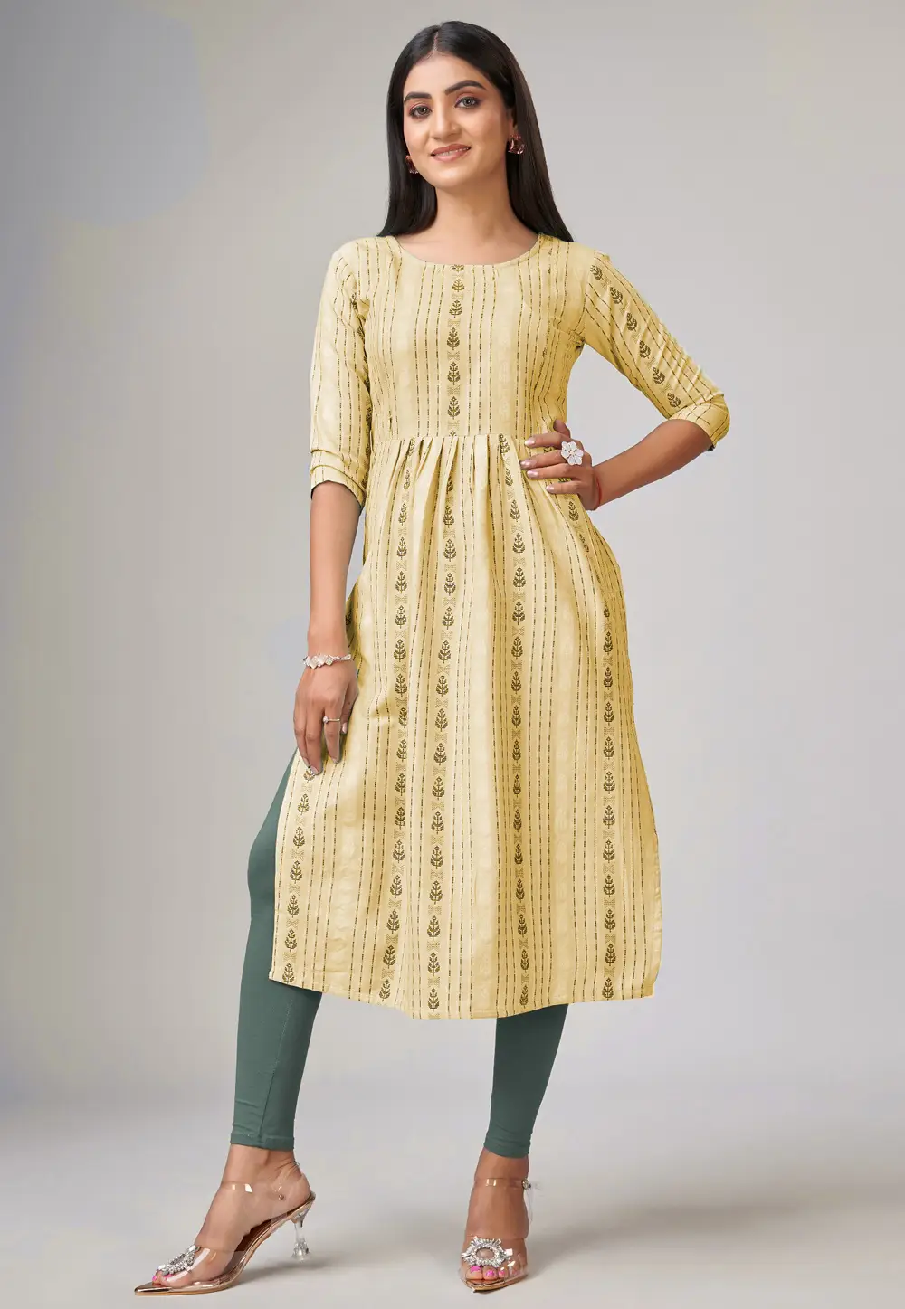Yellow Cotton Long Tunic 331121