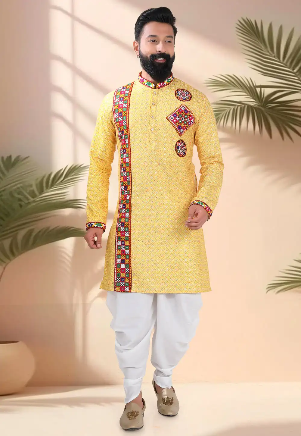 Yellow Cotton Navratri Dhoti Kurta 315597
