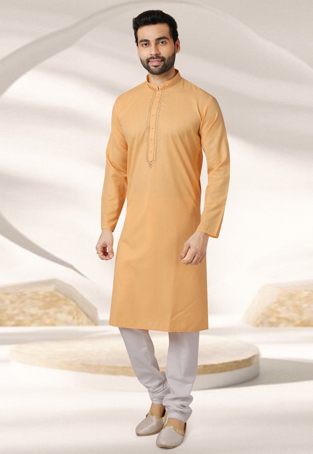 Yellow Cotton Rayon Kurta Pajama 282611