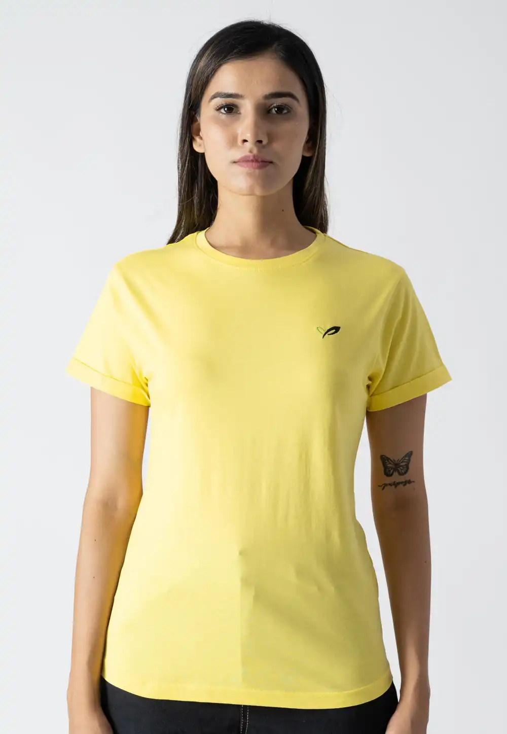 Yellow Cotton Round Neck T-Shirt 313295
