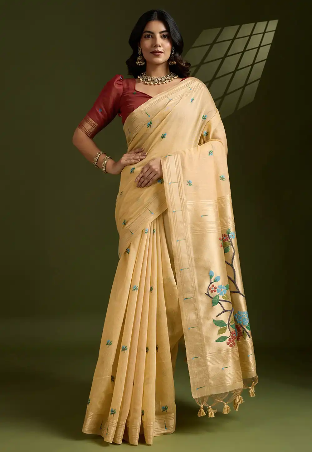 Yellow Cotton Saree With Blouse 314064