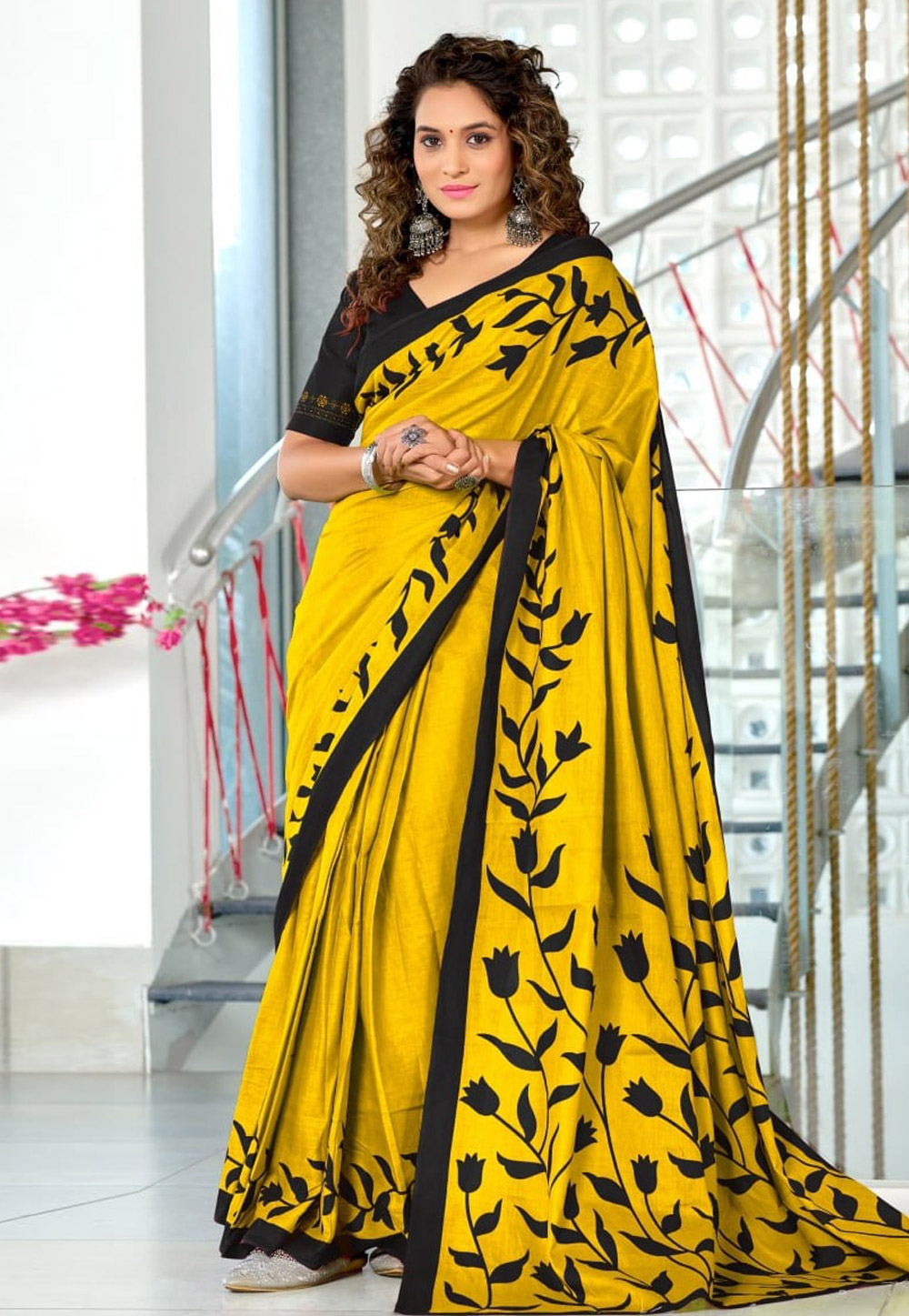 Yellow Cotton Saree With Blouse 311414