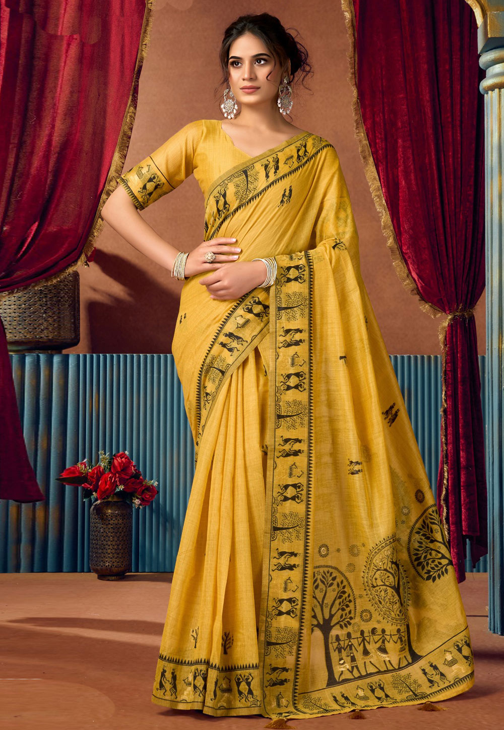 Yellow Cotton Saree With Blouse 325418